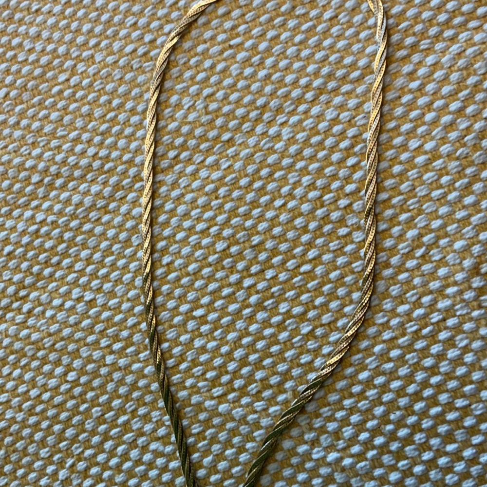 14K Gold Braided Herringbone necklace